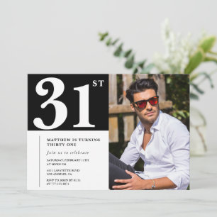 31e anniversaire en noir et blanc Invitations