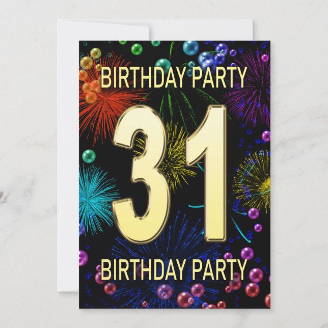 31e anniversaire Fête Invitation Fireworks Bulles (Devant)