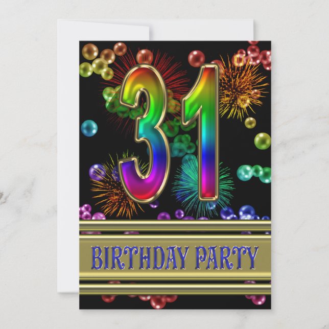 31e fête d'anniversaire Invitation avec bulles (Devant)