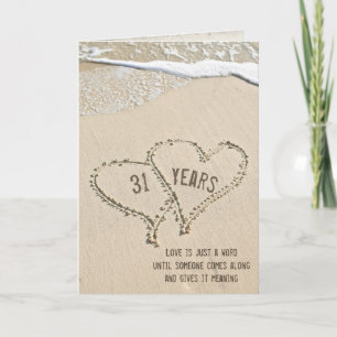 31st Anniversary Beach Hearts Card