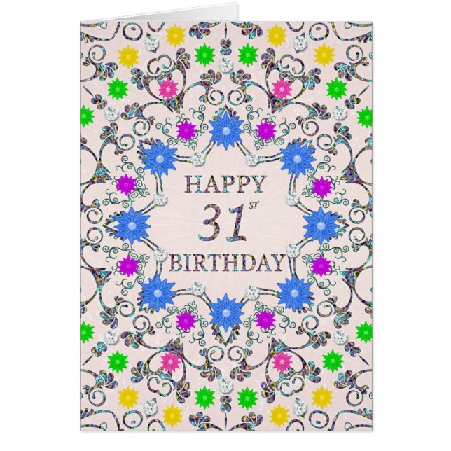 31st Birthday Abstract Flowers  (Front)