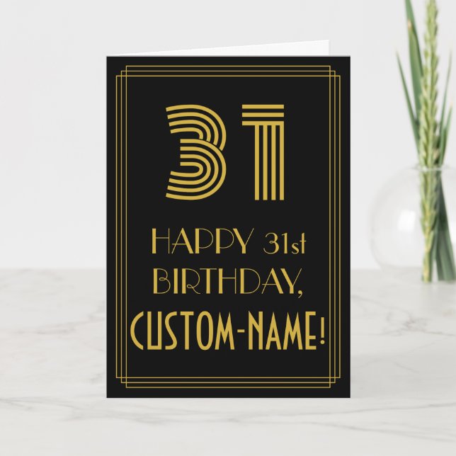 31st Birthday: Art Deco Inspired Look "31" & Name Card (Front)