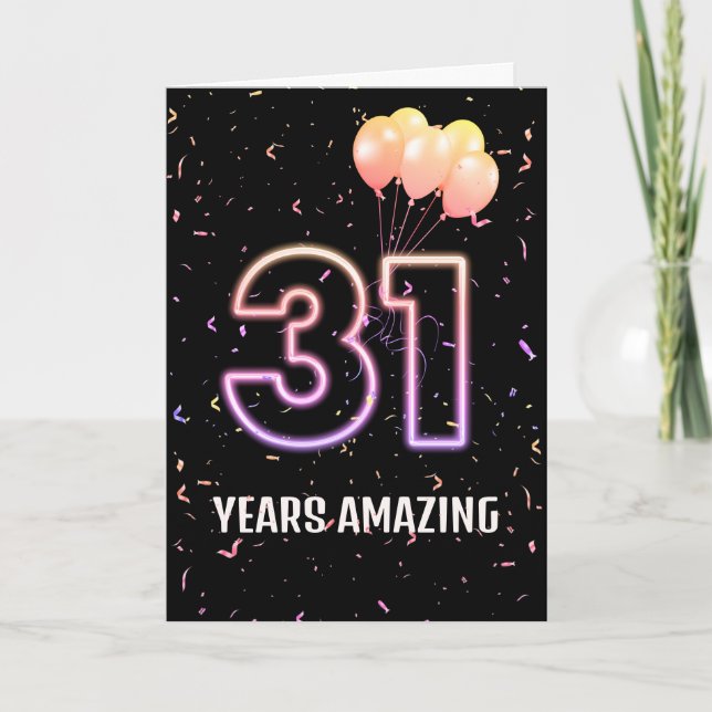 31st Birthday Balloons and Confetti Card (Front)