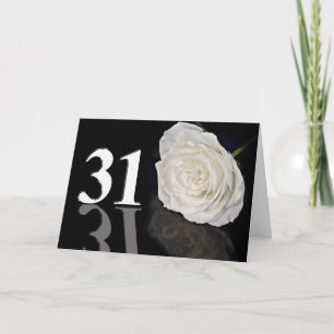 31st Birthday Card with a classic white rose