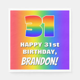 31st Birthday: Colourful, Fun Rainbow Pattern # 31 Napkin
