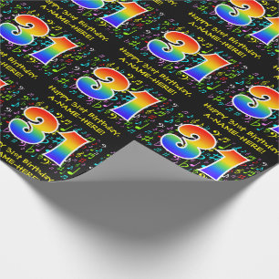 31st Birthday: Colourful Music Symbols, Rainbow 31 Wrapping Paper