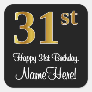 31st Birthday – Elegant Luxurious Faux Gold Look # Square Sticker