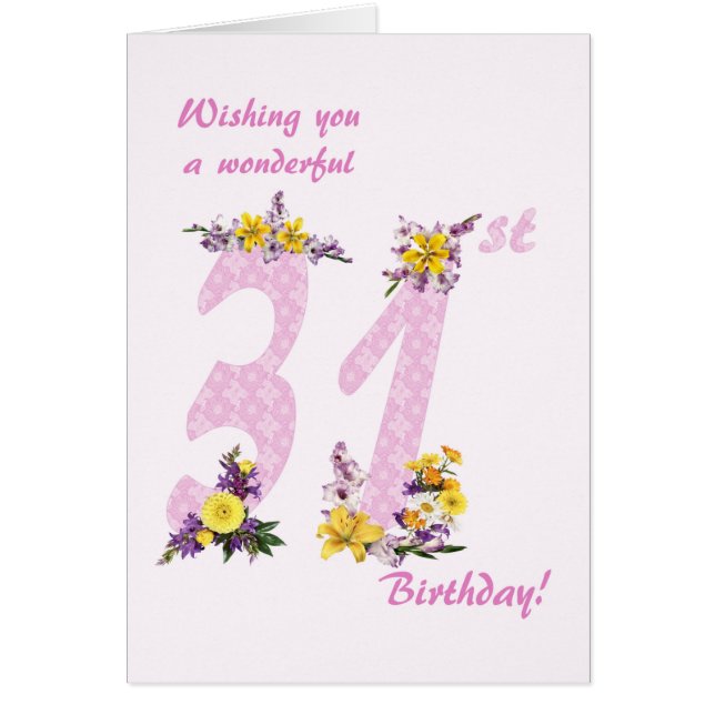 31st Birthday Flower Decorated Numbers (Front)