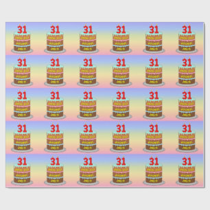 31st Birthday: Fun Cake and Candles + Custom Name Wrapping Paper