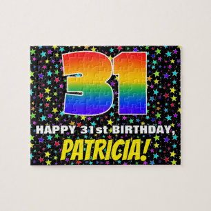 31st Birthday — Fun, Colourful Star Field Pattern Jigsaw Puzzle