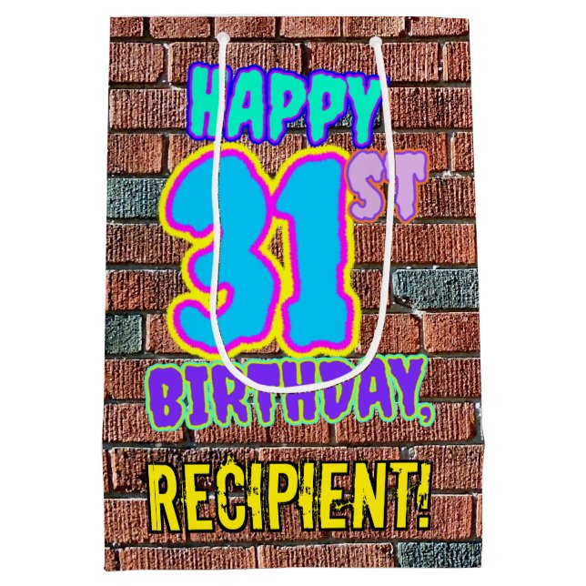 31st Birthday: Fun, Urban Graffiti Inspired Look Medium Gift Bag (Back)