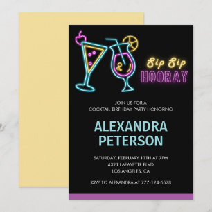 31st birthday invitations Cocktail Neon Glow