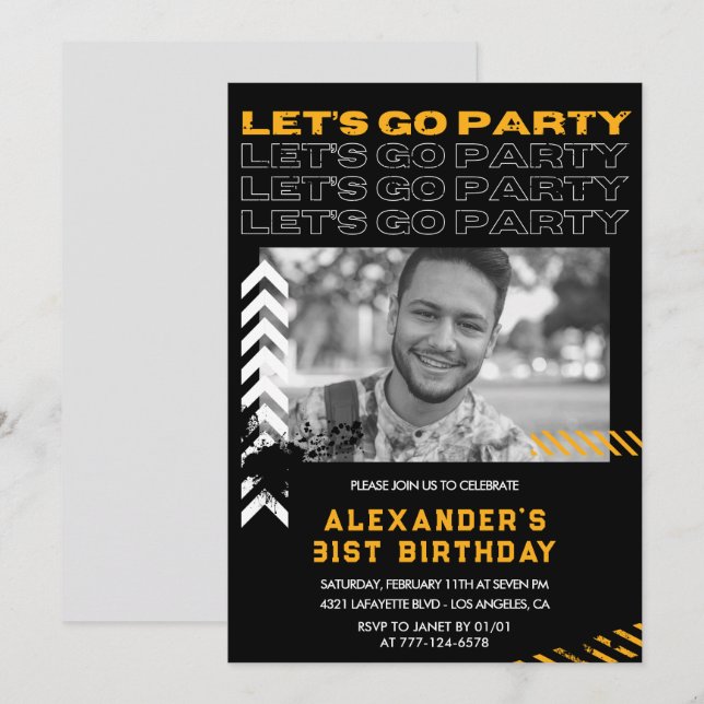 31st birthday invitations Men Photo Spray paint (Front/Back)