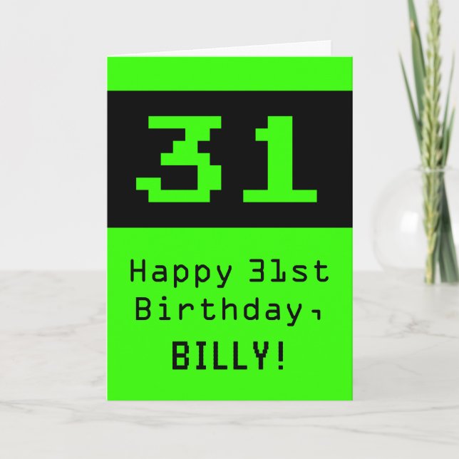31st Birthday: Nerdy / Geeky Style "31" and Name Card (Front)