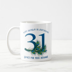 31st Birthday Or Anniversary Peacock Feather Coffee Mug