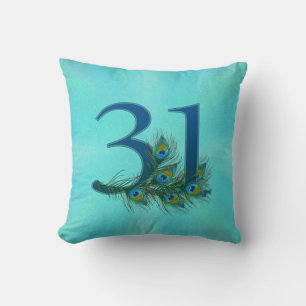 31st Birthday Or Anniversary Peacock Feather Throw Pillow