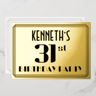 31st Birthday Party: Art Deco Look “31” and Name