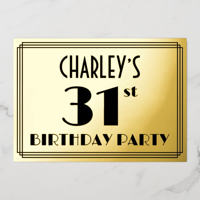 31st Birthday Party — Art Deco Look “31” + Name (Front)