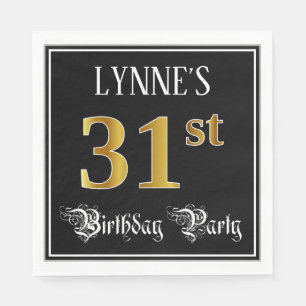 31st Birthday Party — Fancy Script, Faux Gold Look Napkin