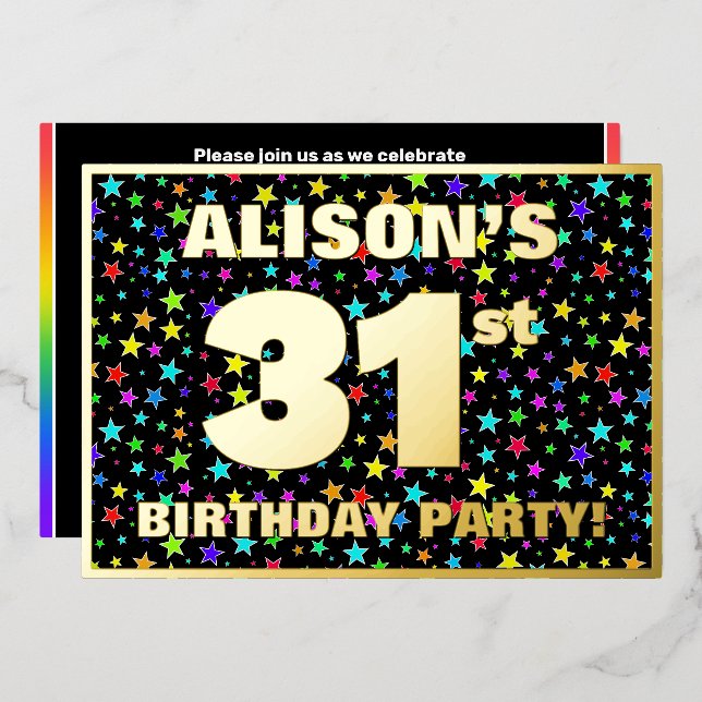 31st Birthday Party — Fun, Colourful Stars Pattern (Front/Back)