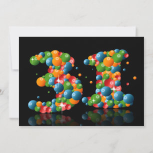 31st Birthday party, with bubbles and balls Invitation