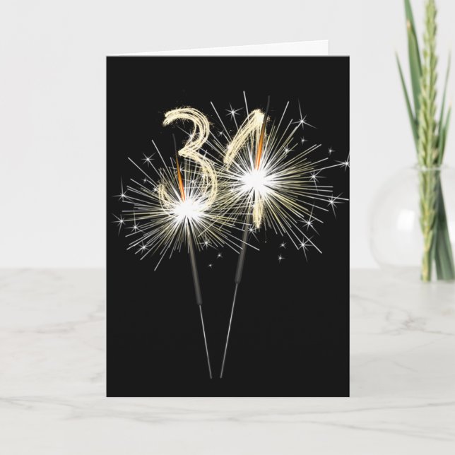 31st Birthday Sparklers on Black  Card (Front)