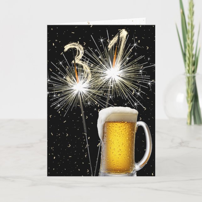 31st Birthday Sparklers With Beer Mug Card (Front)