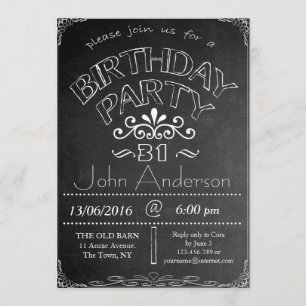 31st Chalkboard Birthday Celebration Invitation