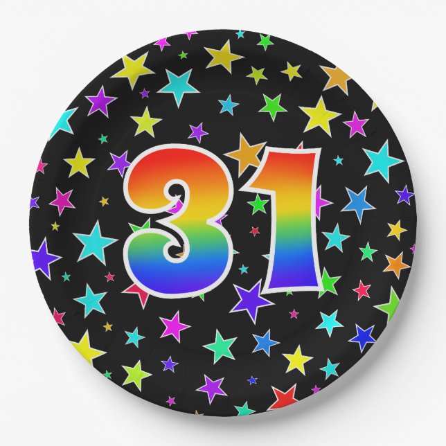 31st Event: Bold, Fun, Colourful Rainbow 31 Paper Plate (Front)