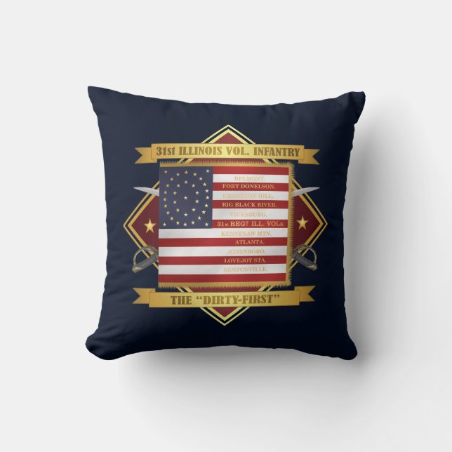 31st Illinois Volunteer Infantry Throw Pillow (Front)