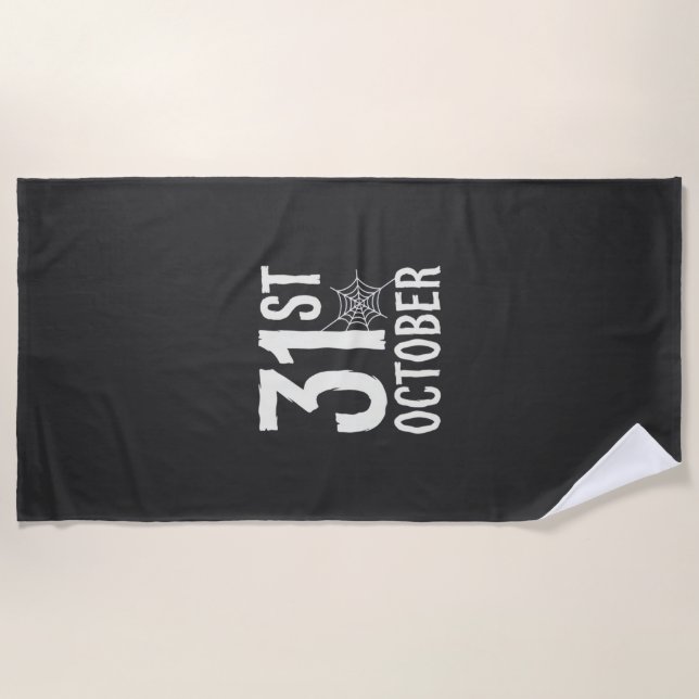 31st October Halloween Spider Web Design Beach Towel (Front)