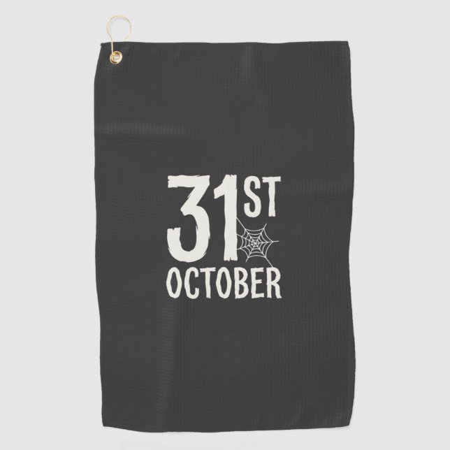 31st October Halloween Spider Web Design Golf Towel (Front)