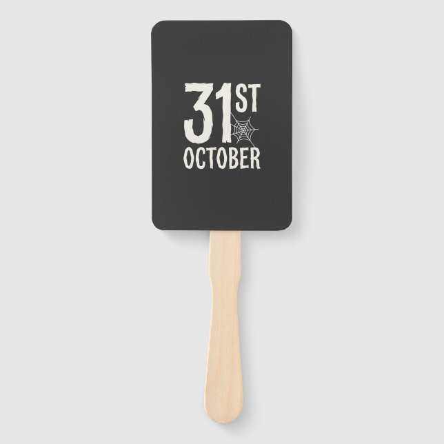 31st October Halloween Spider Web Design Hand Fan (Front)