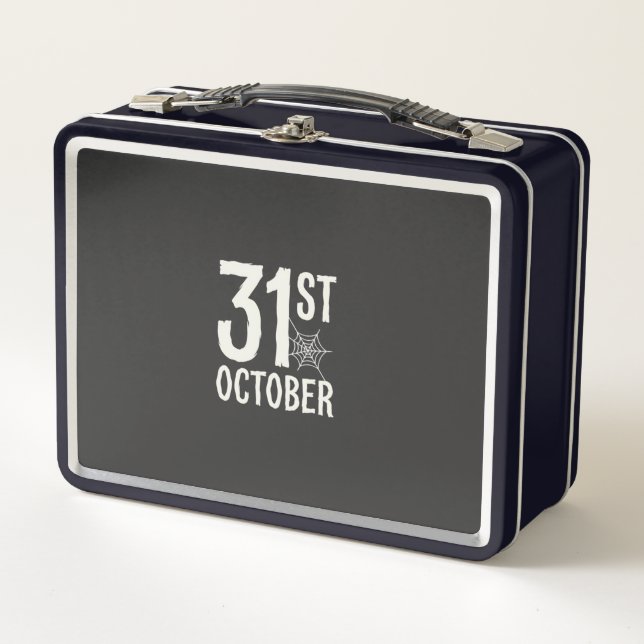 31st October Halloween Spider Web Design Metal Lunch Box (Front)