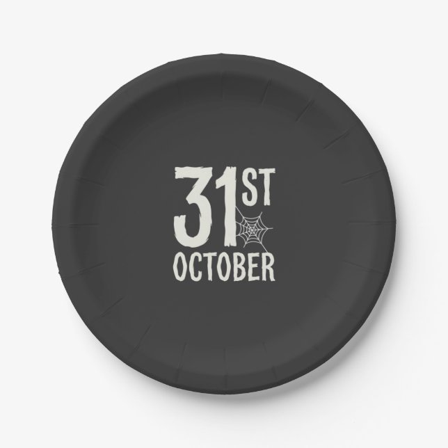 31st October Halloween Spider Web Design Paper Plate (Front)