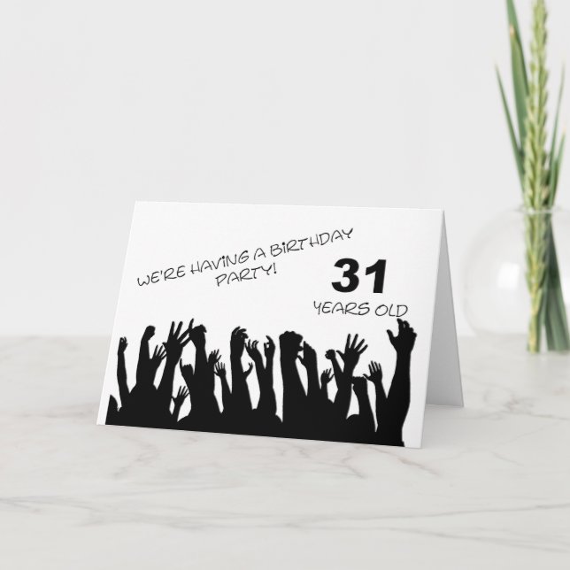31st party invitation with a cheering crowd (Front)