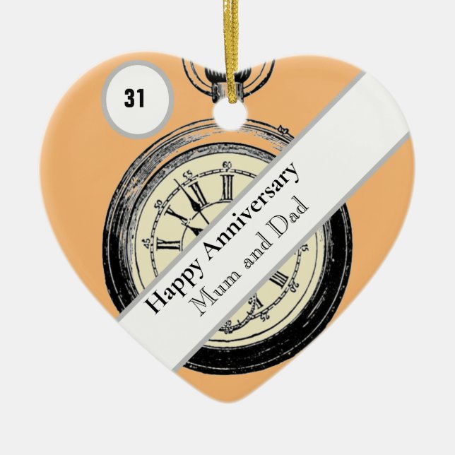 31st Wedding Anniversary Ceramic Ornament (Front)