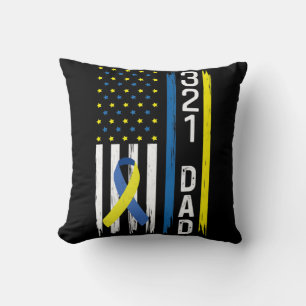 321 Dad Down Syndrome Support Awareness  Throw Pillow