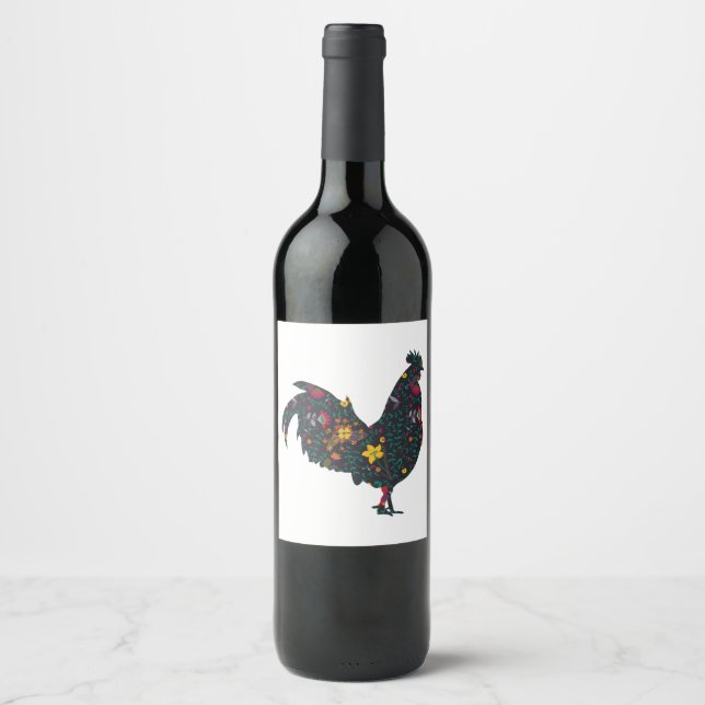 321 Farmer son country gift funny music chicken Wine Label (Front)