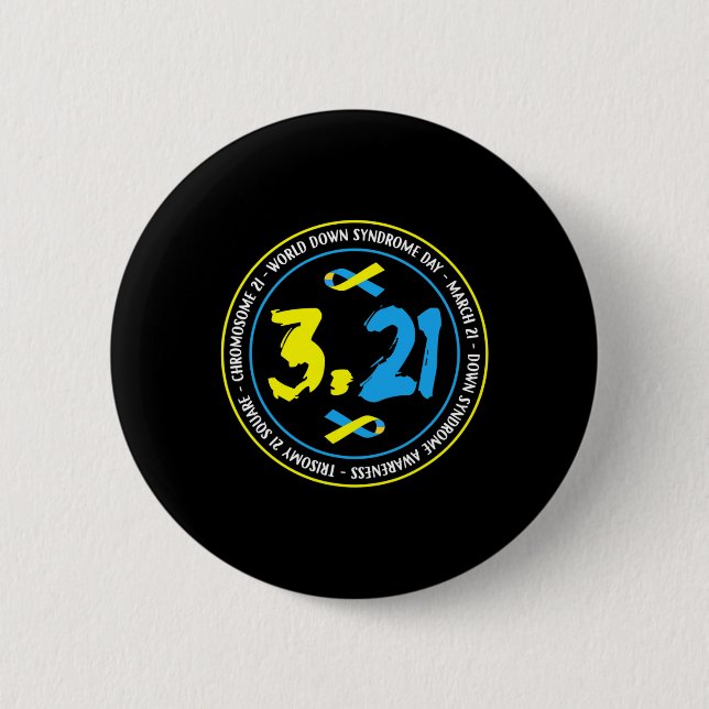 321 World Down Syndrome Awareness  2 Inch Round Button (Front)