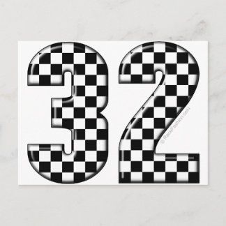 32 auto racing number postcard