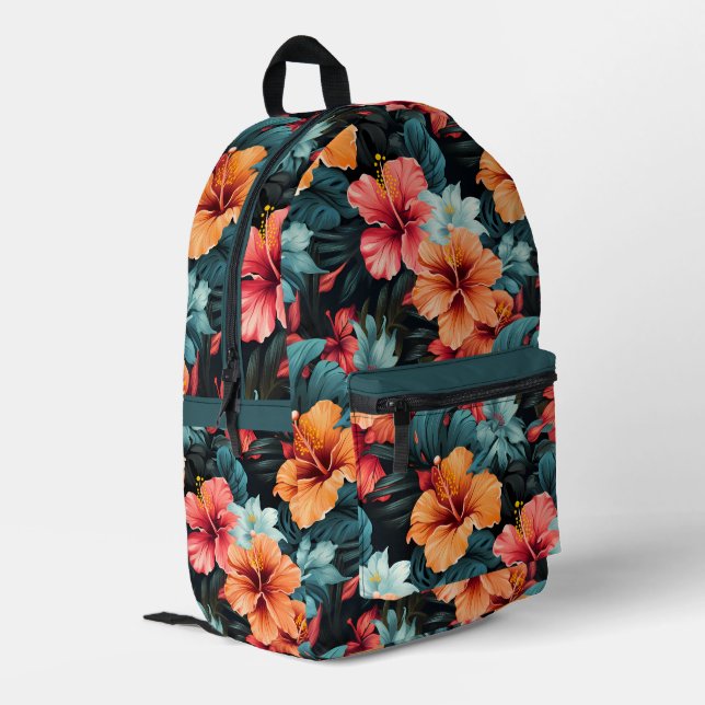 #32 Floral Pattern Printed Backpack (Back Corner Left)