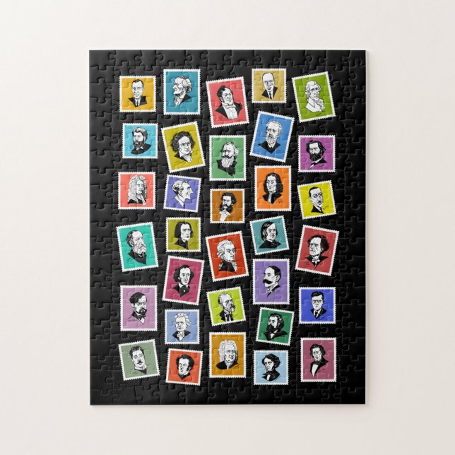 32 graphic portraits of the greatest composers jigsaw puzzle (Vertical)