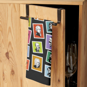 32 graphic portraits of the greatest composers kitchen towel