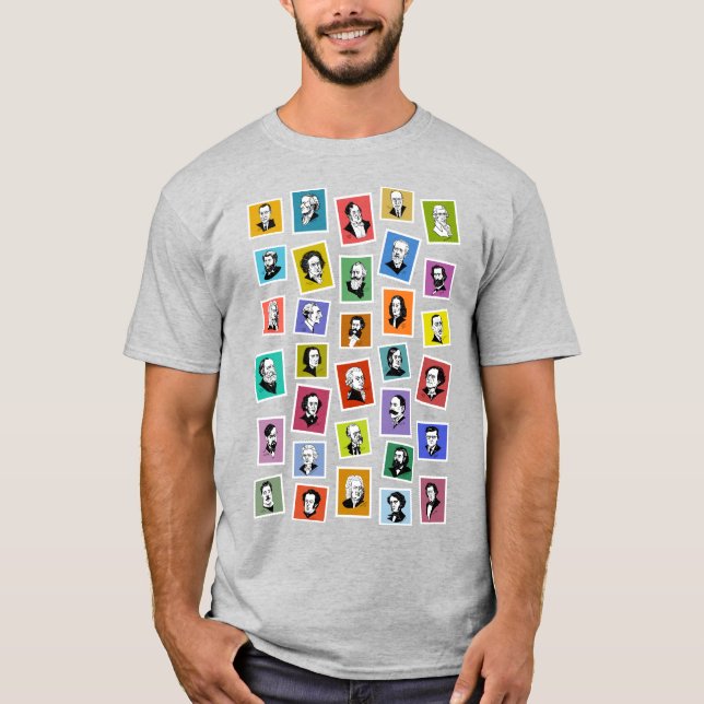32 graphic portraits of the greatest composers T-S T-Shirt (Front)
