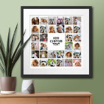 32 Photo Collage Modern Square Black and White Poster<br><div class="desc">Use cropped photos for the best results! Upload square photos from your phone or even Instagram to make a striking custom look for your home. You can use photos of friends or pets and then match your own decor by changing the colour. Use colour or black and white photos -...</div>