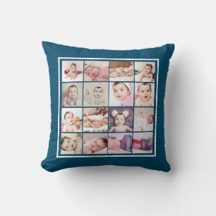 32 Photo Collage Unique Personalized Throw Pillow