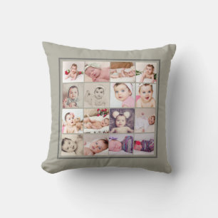 32 Photo Collage Unique Personalized Throw Pillow