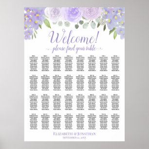 32 Table Light Purple Floral Wedding Seating Chart