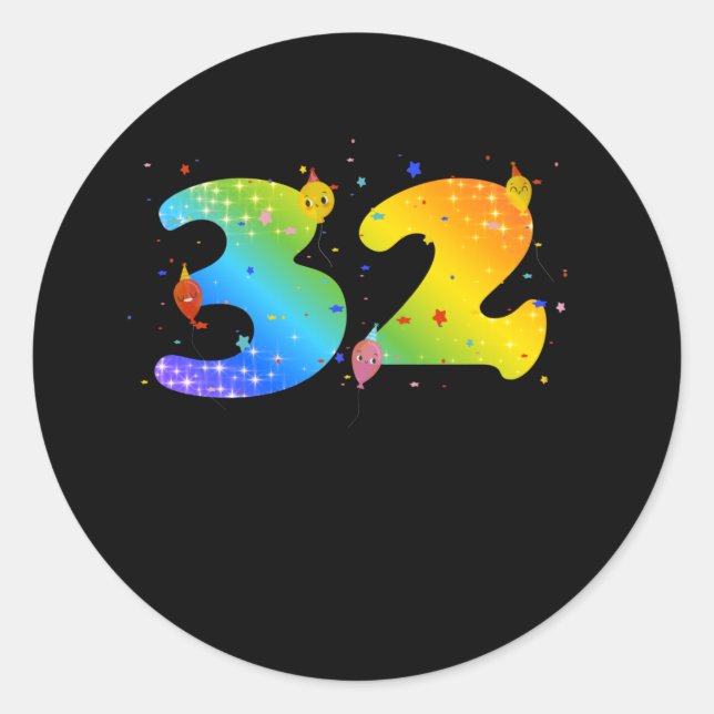 32 Year Old Girls 32th Birthday Classic Round Sticker (Front)